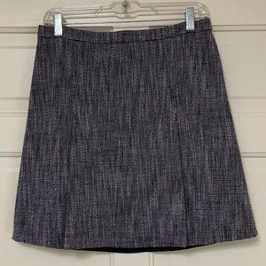 J. Crew Navy Tweed Pleated A-Line Skirt